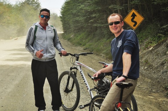 Kevin and our Dolobian host on our bike ride.