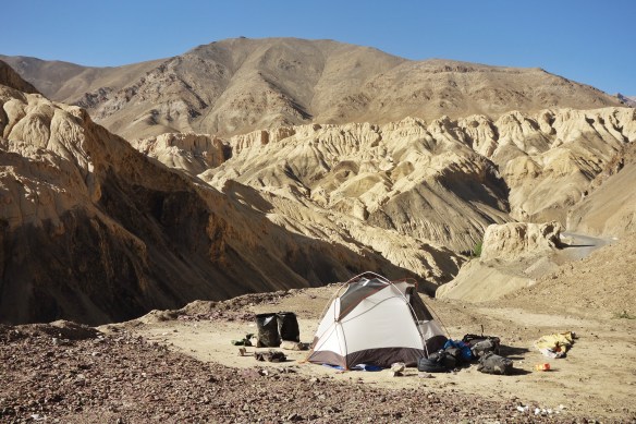 Camping in the barren high altitude desert of Ladakh. We were over 3,200m for over six weeks.