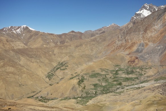 The green on this barren landscape is farming fields.