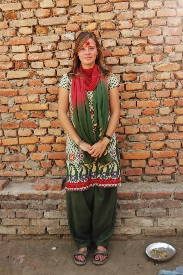 Wearing one of the suits an Indian family had gifted me months before.