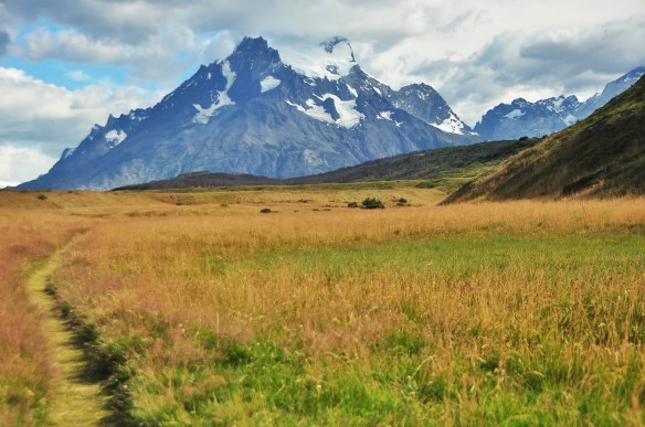 Hiking into the park.