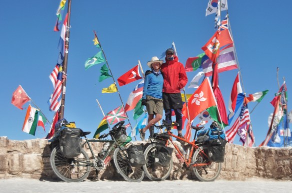 Kevin and I outside of the "salt hotel" which is ten km into the salt flat.