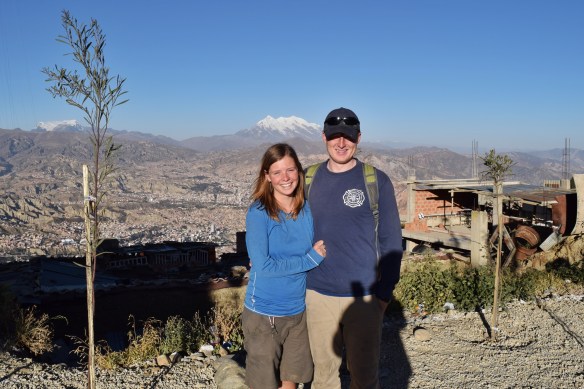 Posing in front of La Paz.