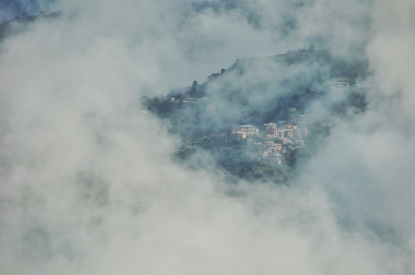 The clouds often obscured our views completely, Especially in the morning.
