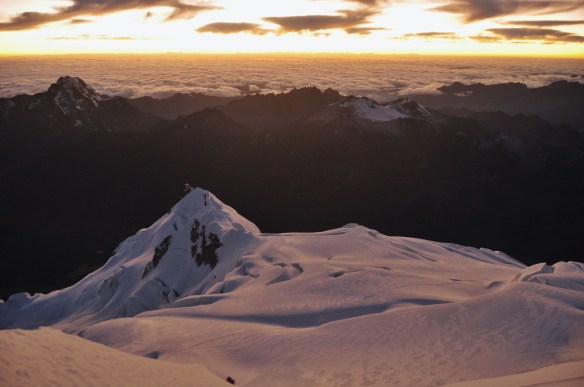 The cloud covered yungas region in front of us.